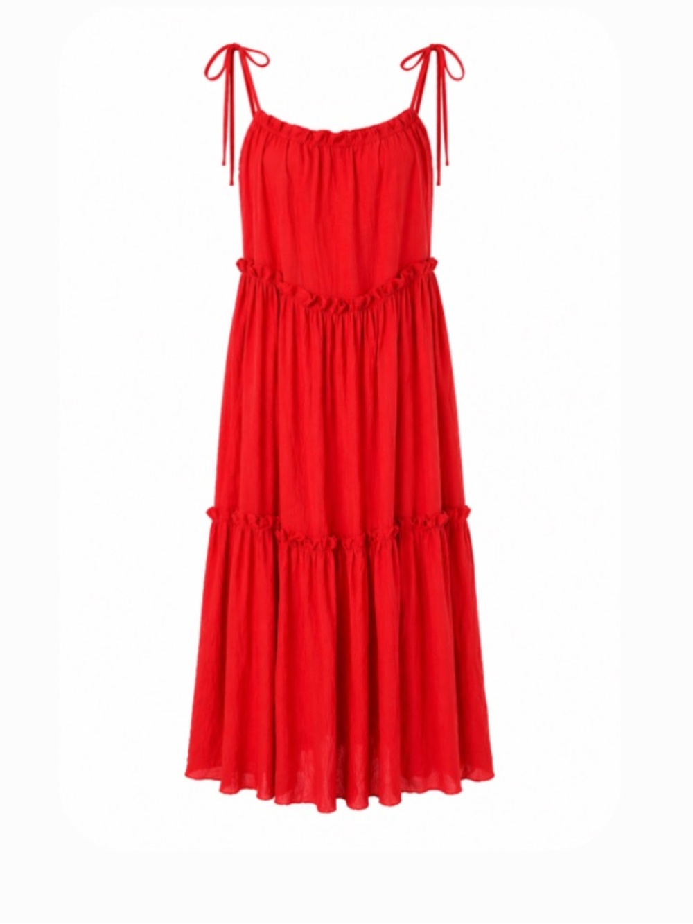 Newbury Kustom Vibrant Red Tiered Dress with Tie Straps NEW